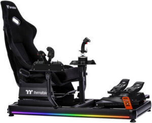 Elite Flight Simulation Bundle - Thermaltake GF500 Flight Cockpit + Thrustmaster HOTAS Warthog Joystick + T.Flight Rudder Pedals