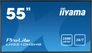 iiyama ProLite LH5510HSHB-B1 Digital Signage, 55" IPS M+ LED Display, FHD Resolution, 60Hz Refresh Rate, 9ms (GtG) Response Time, 16.7m Color Support, Black | LH5510HSHB-B1