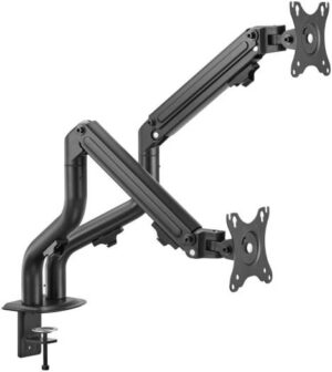 Twisted Minds Dual Monitor Pipe Monitor Arm, 17" to 32" Screen Size, Up to 8KG Max Weight Capacity, Cable Management, Aluminum + Plastic + Steel Materials, Fine Texture Black | TM-71-C012
