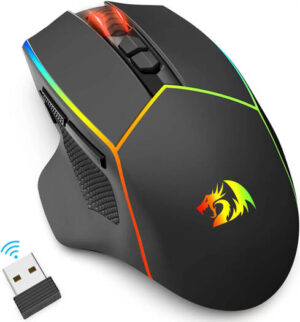Redragon M814RGB-PRO Wireless Gaming Mouse, Tri-Mode, 8000 DPI, RGB, 8 Programmable Buttons, Cool RGB Illumination, 250Hrs Battery for PC/Mac/Laptop, Black | M814RGB-PRO