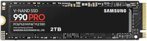 SAMSUNG 990 Pro 2 TB NVMe M.2 Internal SSD, PCIe Gen 4.0 x4, NVMe 2.0 Interface, 7450 MB/s Sequential Read Speed, 6900 MB/s Sequential Write Speed, 3.3 Voltage, V-NAND 3-bit MLC | MZ-V9P2T0BW