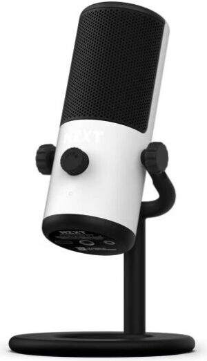 NZXT Capsule Mini USB Gaming Microphone, Cardioid Polar Pattern, 24-bit Depth, 48kHz Sample Rate, 16ohms Impedance, 100dB Signal to Noise, Matte White | AP-WMMIC-W1