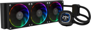 GAMDIAS Chione M4-360 Liquid Cooler, 2.1" LCD Display, ARGB Motherboard Sync, 2.37 mmH2O Air Pressure, 12V (Fan) / 5V (LED) Fan Voltage, 69.01 CFM Air Flow, Black | CHIONE M4-360
