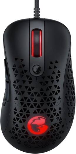 GameSir GM500 Ultralight Ergonomic Gaming Mouse with Strong Skeleton Design, Featherweight Braided Cable, 3 Types LED Effects, Compatible Windows PC (Windows 7 or later) / macOS - Black