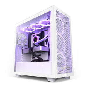 NZXT H7 Air Flow (2022) ATX Mid Tower Gaming Case, 360mm Radiator Support, Tempered Glass Side Panel, 2x 120mm Quiet Airflow Fans, Supports Vertical GPU Mounting, White | CM-H71FW-01