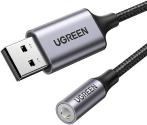 UGREEN CM477 USB To 3.5mm Audio Jack USB A Sound Card Adapter, Plug And Play, Superior Sound Quality, Up To 24bit/96Khz Sampling Rate, Low Noise | 30757
