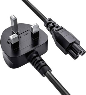 Original High-Quality Power Cable, 3 Pin UK Adapter with Fuse, 1 Meter