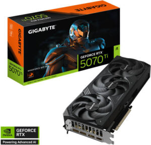 GIGABYTE GeForce RTX 5070 Ti WINDFORCE SFF Graphics Car, 16GB GDDR7 256-Bit Memory, 2452 MHz Core Clock, 8960 CUDA Cores, 28 Gbps Memory Speed, PCI-Express 5.0 | GV-N507TWF3-16GD