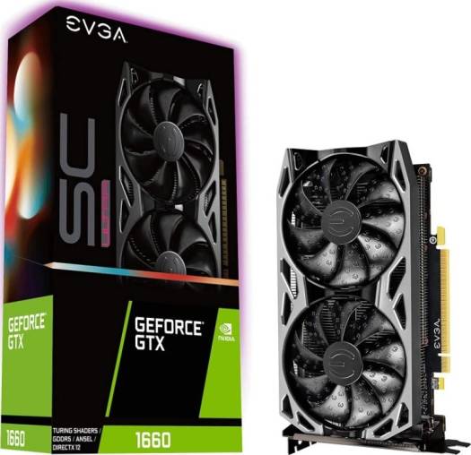 EVGA GeForce GTX 1660 SC Ultra Gaming 6GB GDDR5 Graphics Card, 192 bit, PCIe 3.0, Dual Fan, Metal Backplate | 06G-P4-1067-KR