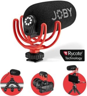 JOBY Wavo On Camera Vlogging Compact Microphone Super Cardioid Pattern with Rycote Duo Lyre for Smartphone, CSC, Mirrorless, Vlogging, Youtuber, Podcast, IRL, Content Creators, Black