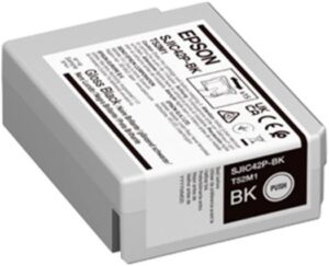 Epson SJIC42P-BK Ink Cartridge, For ColorWorks C4000e BK, Yield 50.0 ml, Fade and Water Resistant Prints, Glossy Black | C13T52M140