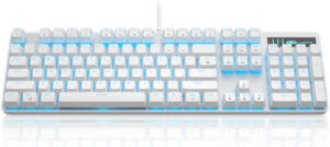 MageGee MK-Storm Wired Mechanical Gaming Keyboard, Full Size, Blue Switch, Led Backlit, Multi-Color Combination, Frosting Metal Panel, Ergonomic Design, 194 Keys, ENG Layout, USB, White | MK-Storm