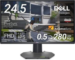 Dell G2524H 24.5" FHD Fast IPS Gaming Monitor, 280Hz (OC) Refresh Rate & 0.5ms (GtoG), AMD FreeSync Premium, NVIDIA G-SYNC Compatible, 99% sRGB, 2x DP 1.4, HDMI, 3x USB, Black | G2524H
