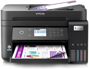 Epson EcoTank L6270 A4 Wi-Fi Duplex AIO Ink Tank Printer with ADF, Borderless Printing Up to A4 Size, Spill Free Ink Refilling, 15.5ipm/8.5ipm Print Speed, 4800x1200 dpi Resolution, Black | C11CJ61407