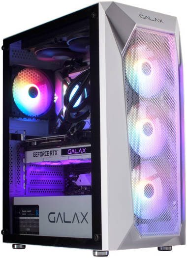 Galax Revolution-05 Mesh RGB Mid Tower ATX PC Case, Tempered Glass Panel & Mesh Front Panel, High Air Flow, Fits Up to 8* 120mm Fans & 280mm Radiators, USB 3.0 / 2.0, Mic, White | CGG5ANWA4B0