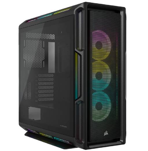 Corsair iCUE 5000T RGB Mid Tower ATX PC Case, Tempered Glass, 360mm Radiator & 10x Fan Support, 3x 120mm Fan Included, 7 + 2 Vertical Expansion Slots, Black | CC-9011230-WW