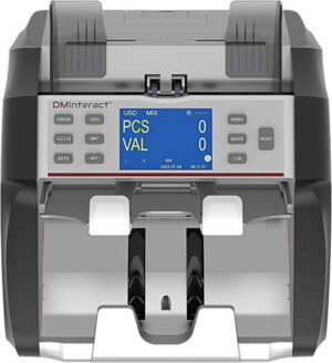 DMInteract DM-1000, Money Counting Machine, Built-In Receipt Printer, External Display, Currency Sorter, Black | DM-1000
