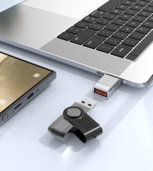 Green Lion 2 In 1 OTG Adapter USB-A To USB-C, Wide Compatibility, Impressive Speed Transmission, Long-Term Use, Zinc Alloy Shell, 120W Charging, 10Gbps Data Transfer, Phone/Tablet/Laptop - Gray