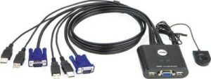 Aten CS22U 2-Port USB Cable KVM Switch with Remote Port Selector - Black | CS22U