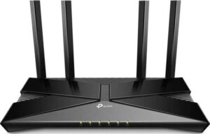 TP-Link WiFi 6 AX1500 Smart Router, Wi-Fi 6 (802.11ax), Up to 1501 Mb/s WiFi Speed, Dual-Band 2.4 & 5GHz, 4x Fixed High-Performance Antennas, 4x LAN Ports, Black | Archer AX10