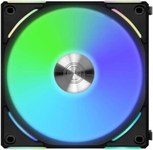 Lian li UNI Fan AL140 V2 aRGB Case Fan, PBT+PC+Aluminum Materials, 140mm Fan, Up to 1600RPM Fan Speed, Up to 81.6CFM Airflow, Fluid Dynamic Bearing, Single Pack, Black | G99.14ALV21B.00