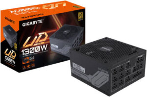 GIGABYTE UD1300GM PG5 1300W Fully Modular PSU, 80 PLUS Gold Certified, 140mm Smart Hydraulic Bearing (Hyb) Fan, Active PFC, Main Japanese Capacitors, Support PCIe Gen 5.0 GPU, Black | UD1300GM-PG5