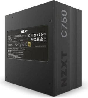 NZXT C750 Fully Modular 750W ATX Power Supply, 80+ Gold Certified, 135mm Fluid-dynamic Fan, 93.02 CFM Airflow, 44.5 dBA Max Noise, Zero RPM Fan Mode, Black | PA-7G1BB-UK