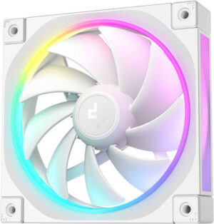 DeepCool FL12 120mm Case Fans, 2150 RPM Fan Speed, 55 CFM Fan Airflow, Fluid Dynamic Bearing Type, 4-Pin PWM Fan Connector, Addressable RGB LED, Single Pack, White | R-FL12-WHAPN1-G