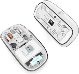 Max & Max Wireless Mouse Crystal Transparent, Gaming Adjustable DPI, Triple 2.4G Mode Switching Bluetooth 2, Rechargeable digital display Silent Mouse for PC Laptops Mac iPhone Android (White)