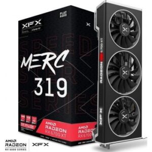 XFX Speedster Merc 319 AMD Radeon RX 6700 XT Black Gaming Graphics Card, 12GB GDDR6 Memory, 192 Bit Bus, 2457MHz, AMD RDNA 2, 16 Gbps, PCI-E 4.0, HDMI, DP | RX-67XTYTBDP. XFX