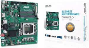 ASUS Pro H610T D4-CSM LGA 1700 Mini-ITX Business Motherboard, Intel H610 Chipset, Dual-Channel DDR4-3200, Realtek 7.1-Channel Audio Controller, 2xSATA III/1xM.2, DP/HDMI & LVDS | 90MB1AM0-M0EAYC