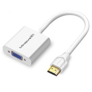 Mindpure Input HDMI to Output VGA Cable Converter Adapter, 1080p HD Conversion, Compatible with Computer, Desktop, Laptop, PC, Monitor, Projector, HDTV, 0.25m, White | AD022