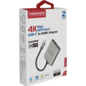 Promate 4K High Definition USB-C to Dual HDMI Adapter, USB-C Interface, 4K@30Hz / 60 Hz Max Supported Resolution | MediaLink-H2