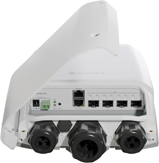 Mikrotik FiberBox Plus Cloud Router Switch, 1x 1G Ethernet Ports 4x 10G SFP+ Port, Weatherproof IP66 Outdoor Case, 800 MHz Frequency, 802.3af/at POE In, White | CRS305-1G-4S+OUT - Image 5