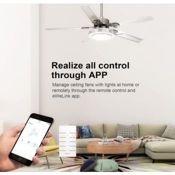 Sonoff IFAN03 Wi-Fi Ceiling Fan And Light Controller, 433.92 Mhz Remote Control, PC V0 Material, Max. 660W/220V Lamp Output, 100-240V AC 50/60Hz 5A Input, White | iFan03 - Image 3