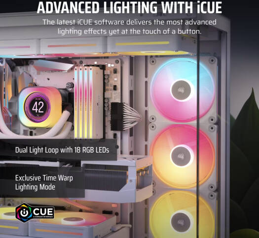 Corsair iCUE LINK LX120-R RGB 120mm PWM Reverse Fans, 2400 RPM Fan Speed, 70 CFM Fan Airflow, 35.1 dBA Sound Level, Static Pressure Flow Type, Pack of 3, White | CO-9051054-WW - Image 5