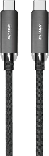 Green Lion Braided Type-C to Type-C Cable 240W, Quick Charge Capacity, Secure & Safe, 10000 Bends, Wide Compatible, High Trasfer Speed - Black (1m)