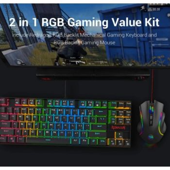 Redragon K552 Tenkeyless Wired Mechanical Gaming Keyboard and Mouse Combo, RGB LED Backlit, With Arrow Key, 7200 DPI Mouse, For Windows PC Gamers, English Layout, Black | K552-RGB-BA - Image 2