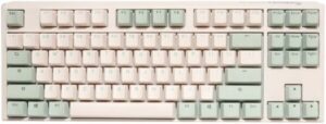 Ducky One 3 TKL Matcha 80% Mechanical Keyboard, Cherry MX Blue Switch, Hotswappable, PBT Double Shot, Detachable Type-C Cable, English-Arabic Layout, White/Green | DKON2187-CARPDMAEGGC1