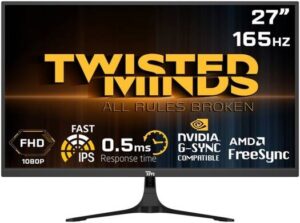 Twisted Minds 27'' FHD Fast IPS Gaming Monitor, 165Hz Refresh Rate, 0.5ms Response Time, High Definition View with HDR, AMD FreeSync & G-Sync, HDMI+DP+Audio Out, Black | TM27FHD165IPS