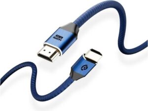 Powerology 8K HDMI Braided Cable, 3M, 24K Gold Plated Connectors, 10K Resolution, Dolby Atmos, eARC, Portable & Lightweight, Durable Aluminum-Alloy Shell for Top Performance, Dark Blue | PWHDC3M-DKBU