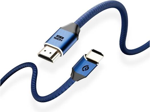 Powerology 8K HDMI Braided Cable, 3M, 24K Gold Plated Connectors, 10K Resolution, Dolby Atmos, eARC, Portable & Lightweight, Durable Aluminum-Alloy Shell for Top Performance, Dark Blue | PWHDC3M-DKBU