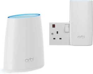 Netgear NG-RBK30 Orbi Tri-Band AC2200 Whole Home Mesh Wi-Fi System with Wall Plug Satellite, Upto 3,500 sq ft Coverage, 2.2 Gbps wIfI Speed, Circle Parental Controls & Alexa Enabled | NG-RBK30-100UKS