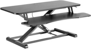 NEWSTAR Standing Desk Converter, Adjustable Sit to Stand Desk Riser, (95 x40 cm) - Standing Seat Desk for Laptops, Durable Steel Frame, Up to 15 Kg Load Capacity, Custom Comfort Settings - Black