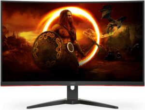 AOC C32G2ZE2 Gaming Curved Monitor, 31.5" FHD VA Display, 250Hz Refresh Rate, 0.5ms Response Time, 1500R Curvature, AMD FreeSync Premium Technology, 16.7m Display Colors, Black | C32G2ZE2/79
