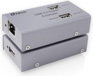 DTECH DT-7014A USB 2.0 Extender, Up To 480Mbps Transfer Rate, CAT5/CAT5E & CAT6, 4 Ports, 1000mA External Power Supply, Up To 50m via LAN Cable, Silver | DT-7014A