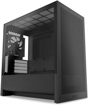 NZXT H3 Flow, Micro-ATX Mid-Tower PC Case High Airflow Design, Tempered Glass Side Panel, Compact Form Factor, Front I/O with USB-C and USB 3.2 Gen 1, Black | CC-H31FB-01