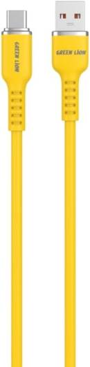 Green Lion USB-A To USB-C Silicone 1M Cable 15W,Charge & Sync,Safe & Reliable Charging,480Mbps Transfer Speed,Wide Compatibility,10000 Bends,Durable Aluminum Shell (Yellow)