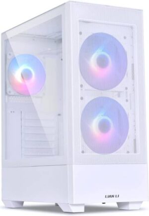 LIAN LI Lancool 205 Mest ATX RGB Mid-Tower Gaming PC Case w/ 3 aRGB PWM Fans, Mest Front Panel, Tempered Glass Sided Panel, Up to 280mm Radiator Support, USB Type-C Port, White | G99.OE764CW.00AM