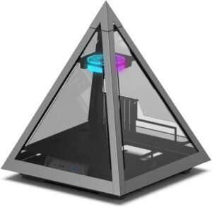 Azza Pyramid 804 ATX Tower Computer Case, 120mm Hurricane II Digital RGB Fan Included, Up to 360mm Radiator & 4x Fans Support, SPCC + Aluminum + Tempered Glass Materials, Black | CSAZ-804L